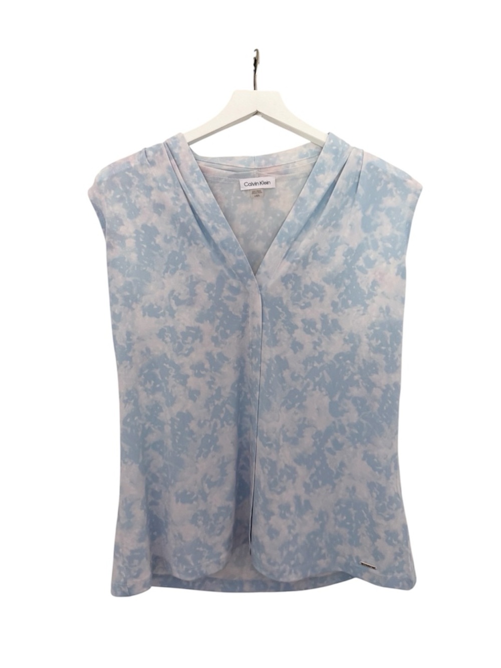 Calvin Klein Blue White Watercolor Abstract Clouds Sleeveless Top Size Large